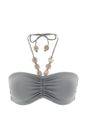 ERES Lana bead-embellished ruched bikini top - Grey