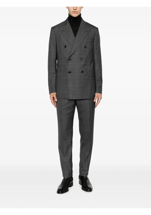 Caruso check double-breasted suit - Grey