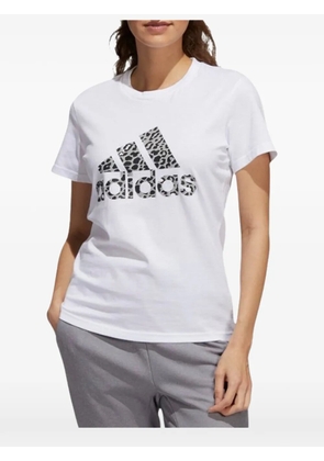 adidas leopard-print logo T-shirt - White
