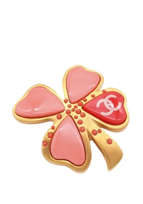 CHANEL Pre-Owned 2003 CC Gold Plated Resin Four Leaf Clover Brooch costume brooch
