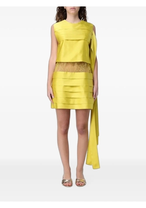 Ferragamo lace-panelled tiered mini dress - Yellow