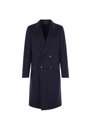 Caruso peak-lapel double-breasted coat - Blue