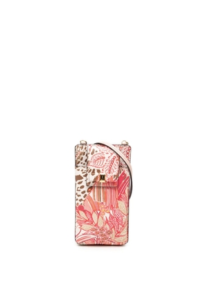 Ferragamo Pre-Owned 2010-2026 Floral Printed Leather Vara Bow Pouch phone case - Pink