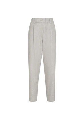 Brunello Cucinelli wool-flannel baggy trousers with monili - Grey