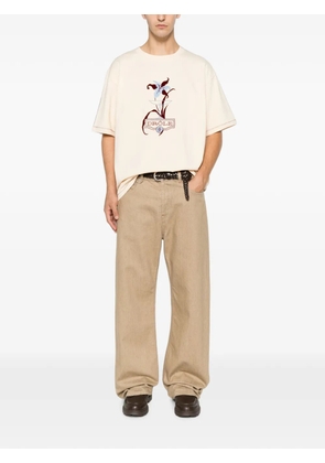 Drôle De Monsieur embroidered-graphic T-shirt - Neutrals