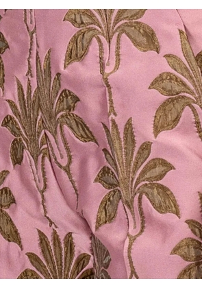 Odeeh leaf-patterned jacquard trousers - Pink
