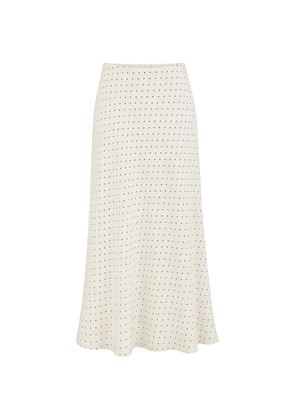 SOLAQUA Francesca bias-cut polka-dot midi skirt - Neutrals