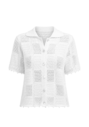 Autumn Cashmere patchwork bobble-trim shirt - White