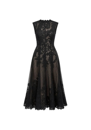 Gemy Maalouf embroidered lace-overlay midi dress - Black