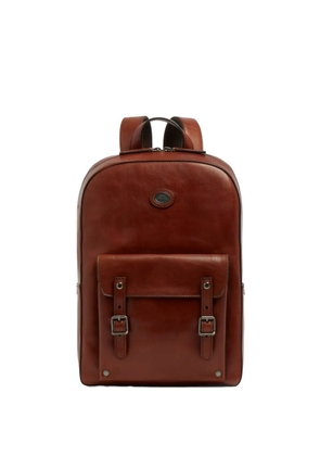 The Bridge buckle-detail leather backpack - Brown