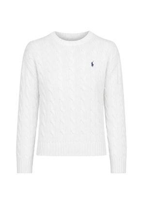 Polo Ralph Lauren cable-knit logo-embroidered cotton jumper - White