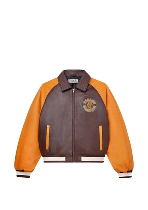 Vale Aubrey logo-patch leather jacket - Brown
