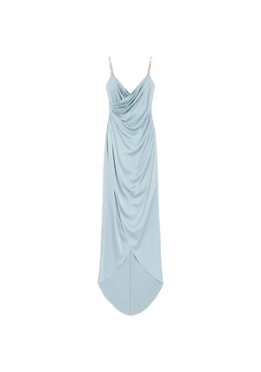 Valentino Garavani long dress in embroidered Cady satin - Blue
