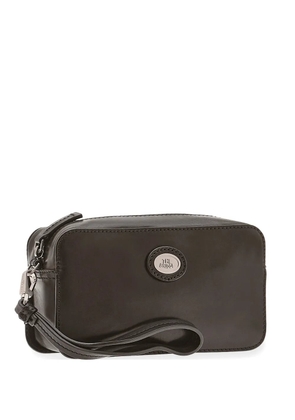 The Bridge logo-plaque leather clutch bag - Black