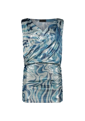 Alberta Ferretti abstract-print draped mini dress - Silver