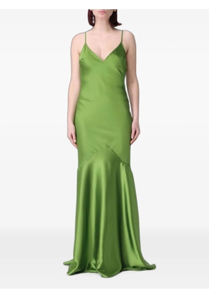 Elisabetta Franchi satin open-back maxi dress - Green