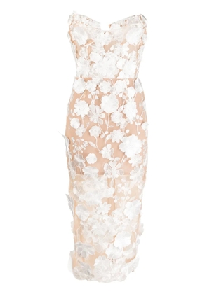 Bronx and Banco floral-detail strapless dress - White