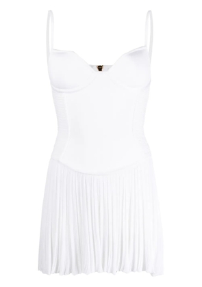 Balmain pleated-skirt strappy minidress - White