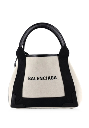 Balenciaga Pre-Owned Navy Cabas Canvas and Leather XS tote bag - Neutrals