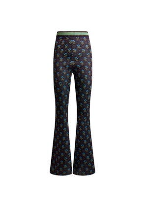 ETRO fit-and-flare jacquard trousers with diamond flower motif - Brown