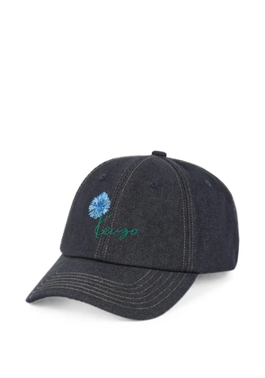 Kenzo logo-embroidered denim baseball cap - Blue
