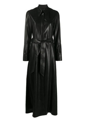 Nanushka faux long belted dress - Black