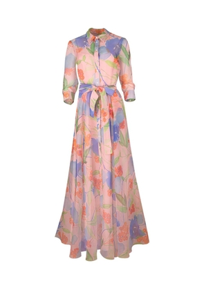 Carolina Herrera floral-print organza trench gown - Blue