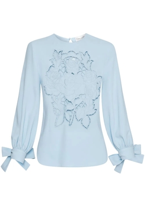 Oscar de la Renta English Rose cut-out georgette blouse - Blue