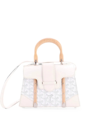 Goyard Pre-Owned Structured Saigon Top Handle Bag Coated Canvas with Leather Mini satchel - White