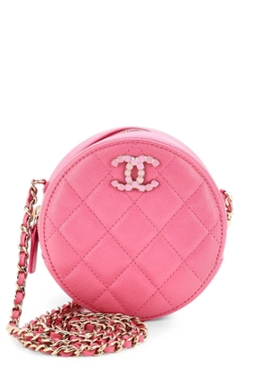 CHANEL Pre-Owned Round Clutch with Chain Quilted Caviar with Lacquered Metal crossbody bag - Pink