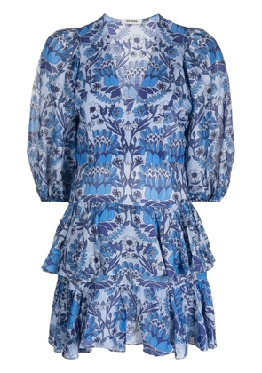 SANDRO floral-print ruffled dress - Blue