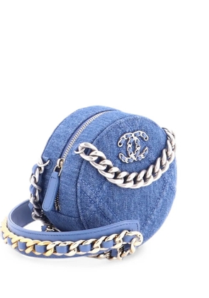CHANEL Pre-Owned 19 Round Clutch with Chain Quilted Denim crossbody bag - Blue
