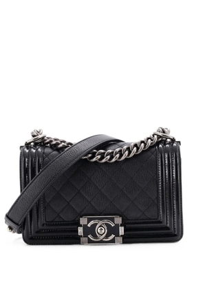 CHANEL Pre-Owned Boy Flap Bag Quilted Goatskin with Patent Small shoulder bag - Black