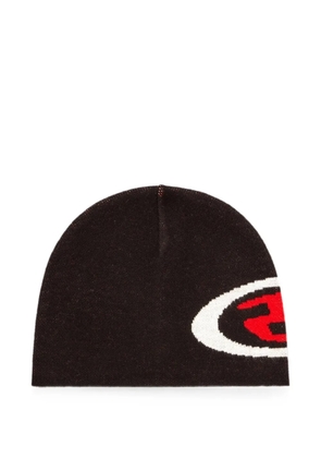 Diesel logo-intarsia beanie - Black