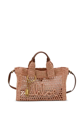 Chloé small Summer Banana woven-raffia shoulder bag - Neutrals