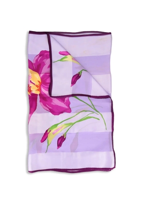 Mila Schon Vintage floral-print striped scarf - Purple