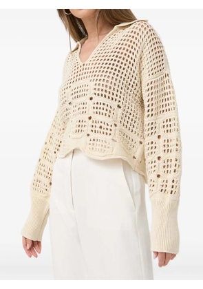Beatrice B open-knit collar sweater - Neutrals