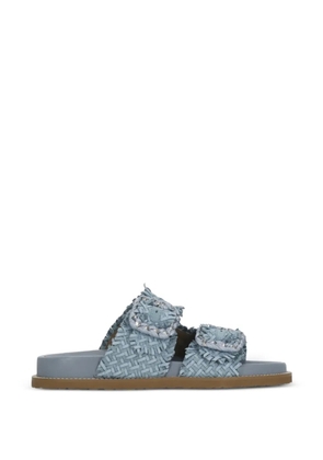 CORAL BLUE woven strass-embellished sandals