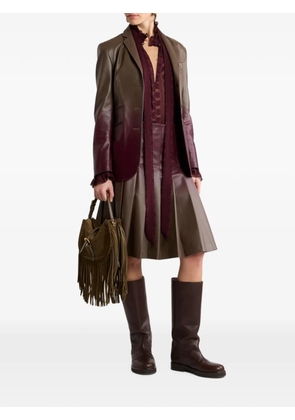 ETRO short pleated-skirt in degradé-leather - Brown