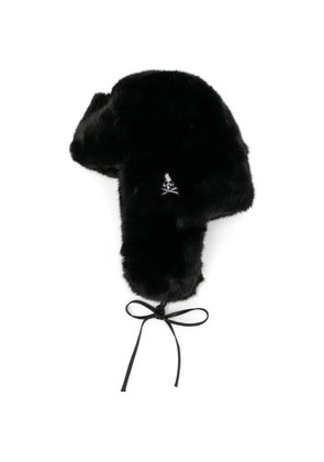 Mastermind Japan Skull-embroidered faux-fur trapper hat - Black