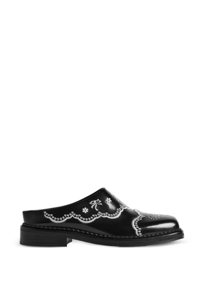Simone Rocha embroidered leather mules - Black