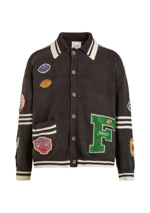 FOUND patch-detail striped cardigan - Black