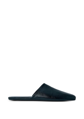 Miu Miu logo-plaque leather slippers - Green