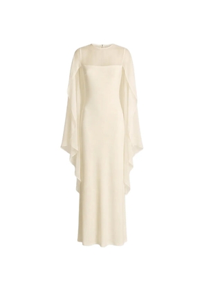 Alberta Ferretti sheer overlay maxi dress - Neutrals