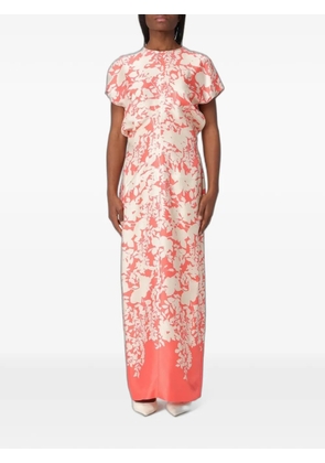 Agnona floral-print silk maxi dress - Orange