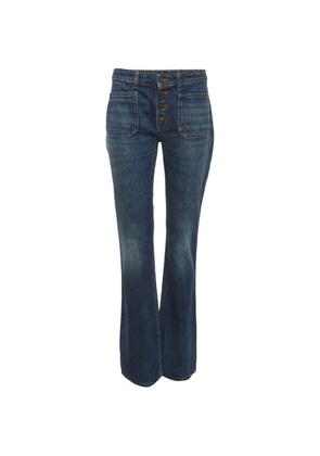 Saint Laurent Pre-Owned faded-effect button-detail jeans - Blue