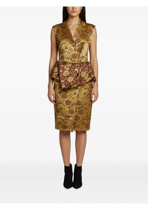 Dries Van Noten Pre-Owned floral-jacquard peplum top and midi skirt set - Gold