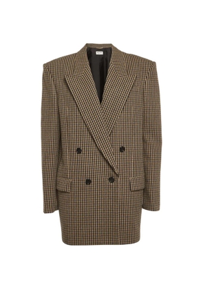 Saint Laurent Pre-Owned houndstooth-pattern double-breasted coat - Brown