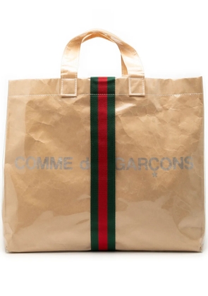 Gucci Pre-Owned 2016-2026 COMME des GARCONS PVC Web Shopper tote bag - Neutrals