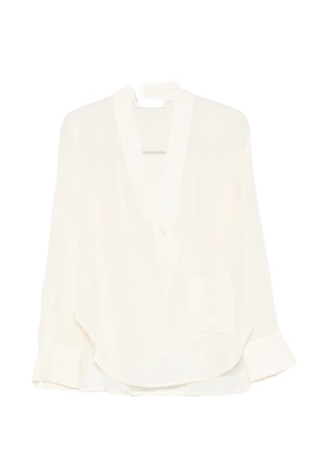 Victoria Beckham V-neck patch-pocket blouse - Neutrals